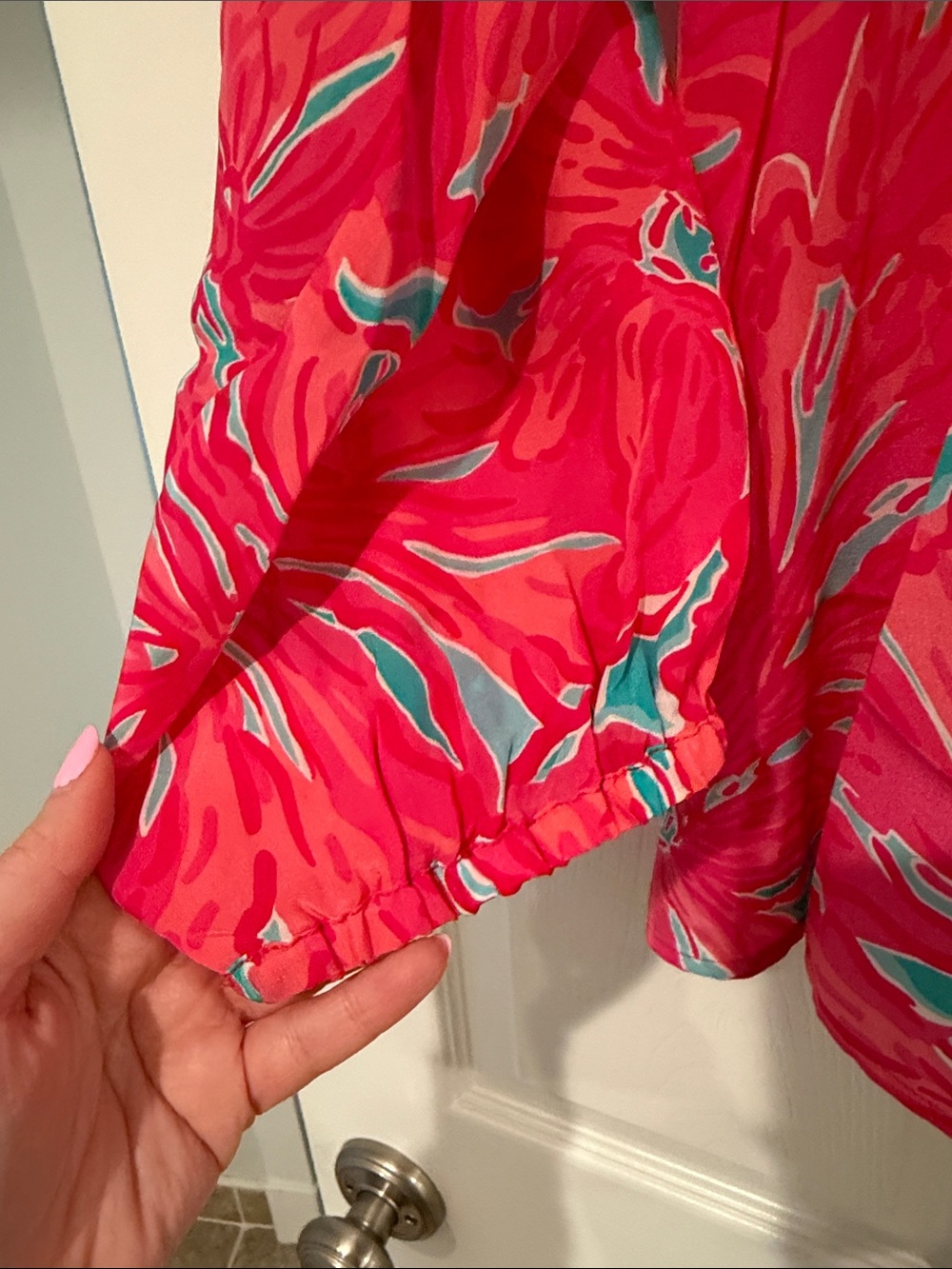 Lilly Pulitzer Pink and Turquoise Abstract Print Blouse - Picture 4 of 4
